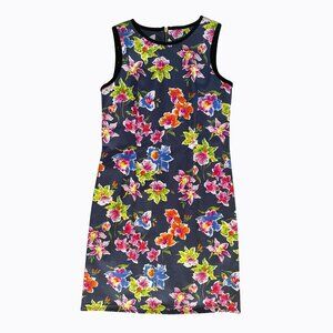 Sara Campbell Navy Blue Floral Dress 8 Bloomcore Maximalist Grandmacore Resort